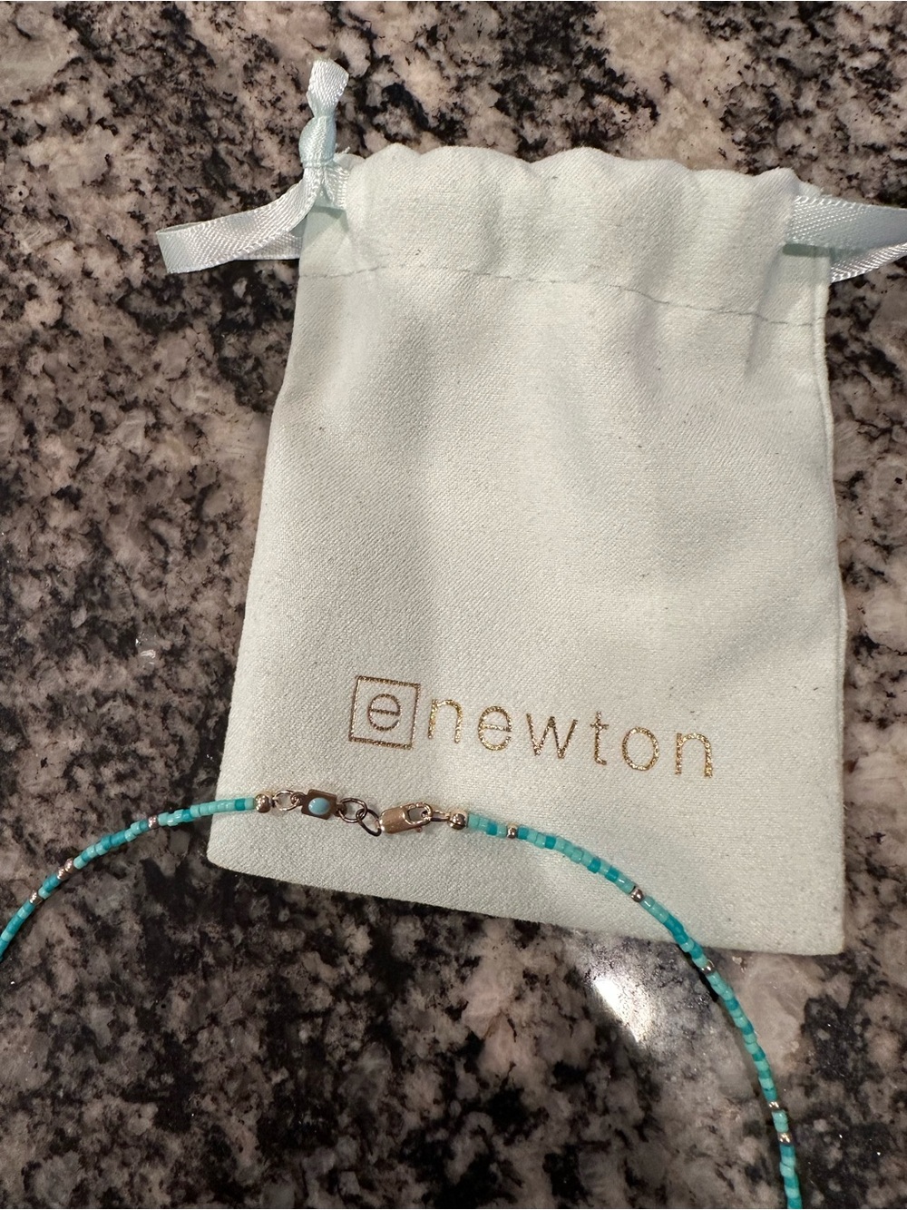 E Newton Turquoise and Gold Accent Seed Bead Necklace - Picture 2 of 2
